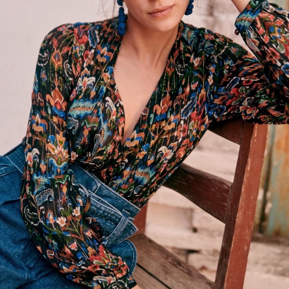 Sezane Multicolor Patterned Top